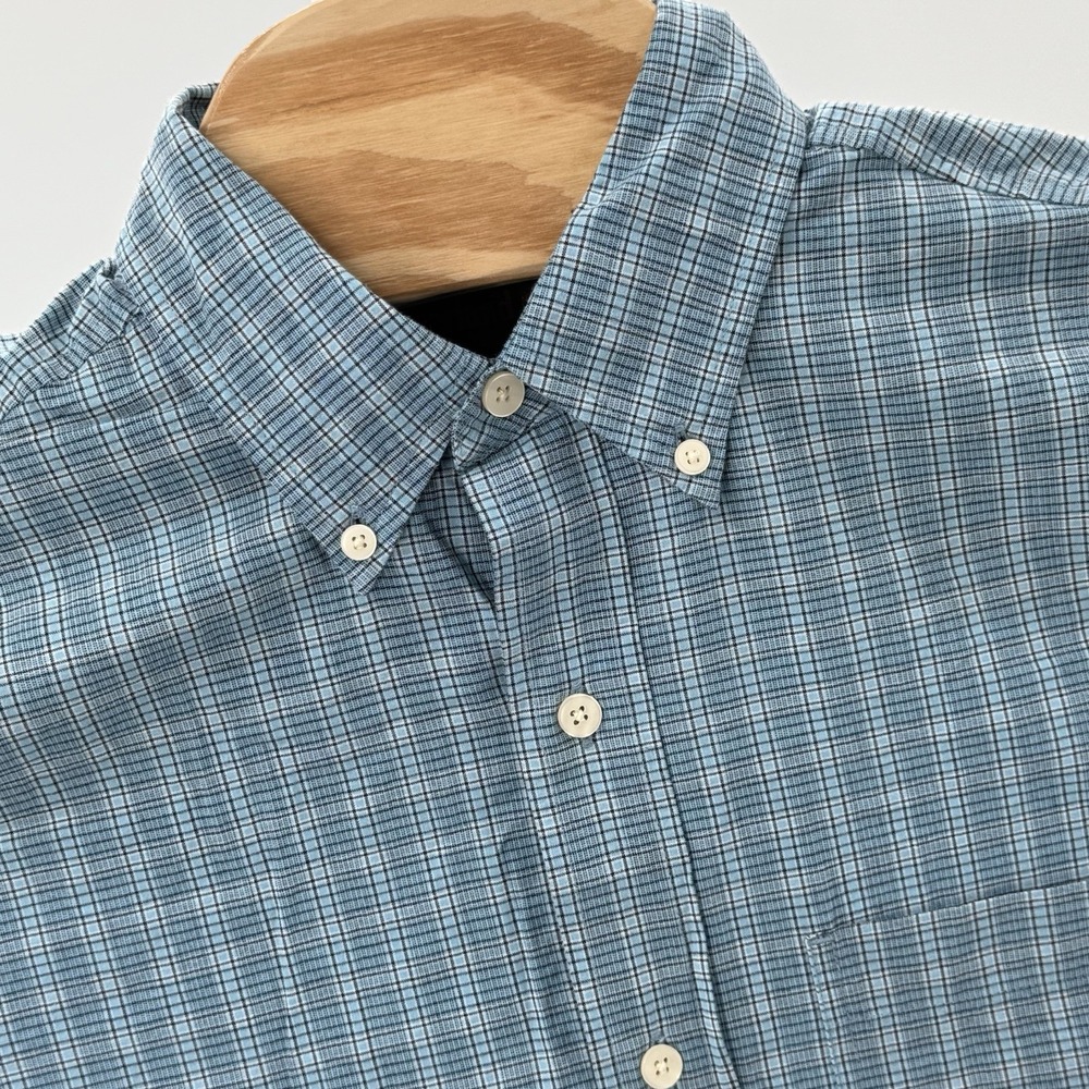 Timblerland Men's Small Button Down Plaid Shirt W/pocket Blue